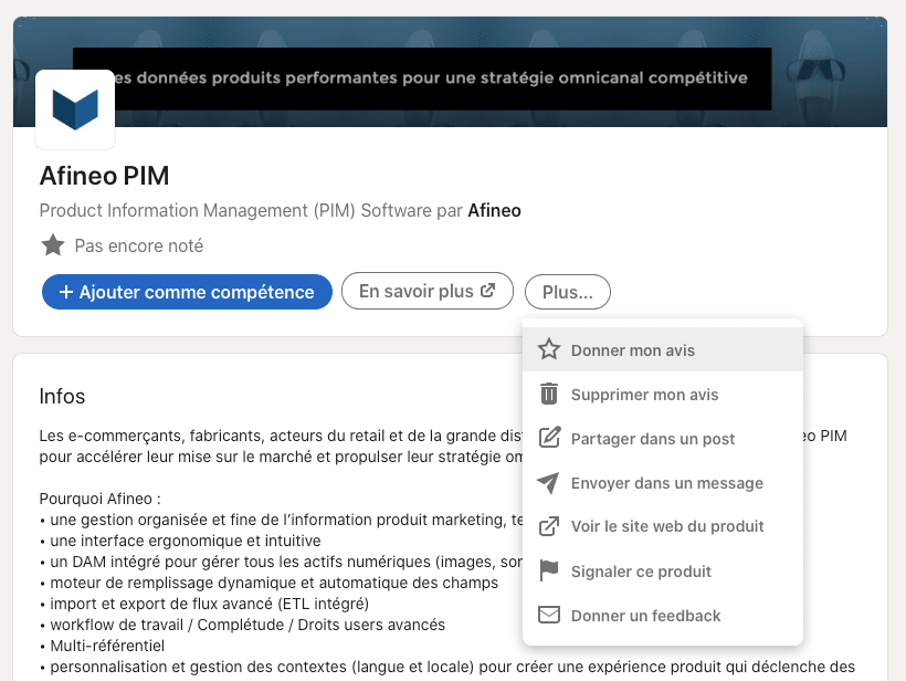 donner son avis sur afineo pim sur Linkedin