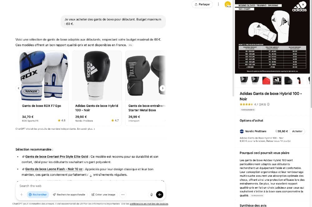 ChatGPT Shopping : arguments d’une fiche produit