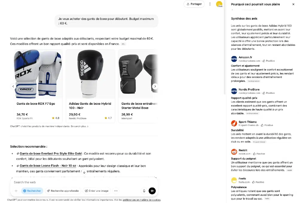 ChatGPT Shopping : les avis clients